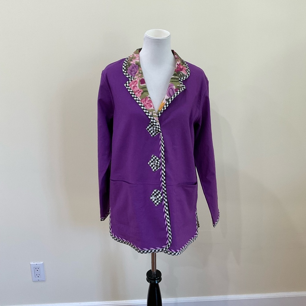 NWT Women’s Koos of Course! Purple Reversible Jacket with Checkered Trim